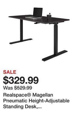Office Depot Realspace® magellan pneumatic height-adjustable standing desk, 60w, espresso offer