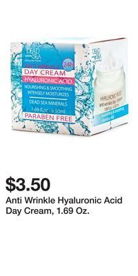 Big Lots Anti wrinkle hyaluronic acid day cream, 1.69 oz. offer