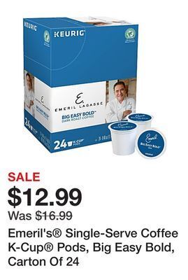 Office Depot Emeril's® single-serve coffee k-cup® pods, big easy bold, carton of 24 offer