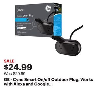 Best Buy Ge - cync smart on/off outdoor plug, works with alexa and google assistant, wifi enabled, no hub required - black offer