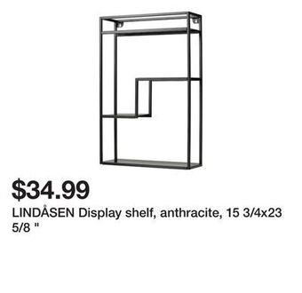 Ikea Lindåsen display shelf, anthracite, 15 3/4x23 5/8 offer