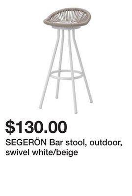 Ikea Segerön bar stool, outdoor, swivel white/beige offer