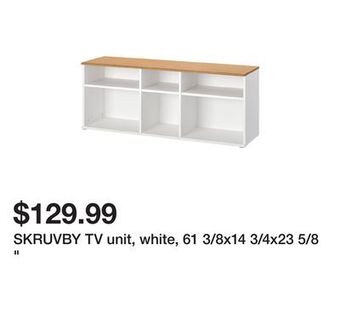 Ikea Skruvby tv unit, white, 61 3/8x14 3/4x23 5/8 offer