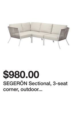 Ikea Segerön sectional, 3-seat corner, outdoor white/beige/frösön/duvholmen beige offer