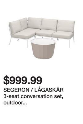 Ikea Segerön / lågaskär 3-seat conversation set, outdoor white/beige/frösön/duvholmen beige offer