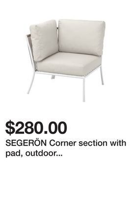 Ikea Segerön corner section with pad, outdoor white/beige/frösön/duvholmen beige offer