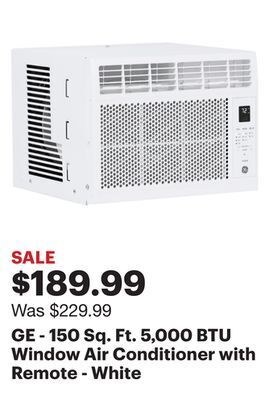 Best Buy Ge - 150 sq. ft. 5,000 btu window air conditioner with remote - white offer