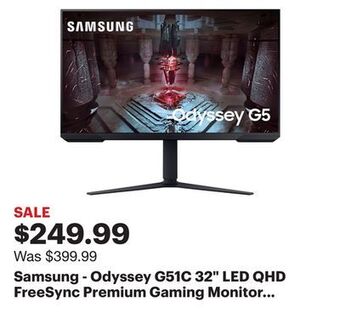 Best Buy Samsung - odyssey g51c 32 led qhd freesync premium gaming monitor with hdr10 - black offer
