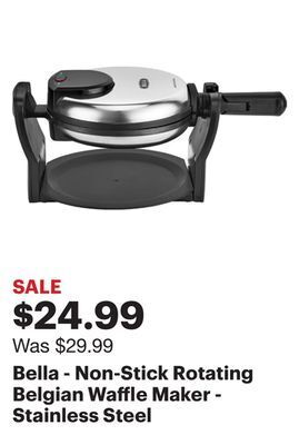 Best Buy Bella - non-stick rotating belgian waffle maker - stainless steel offer