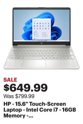 Best Buy Hp - 15.6 touch-screen laptop - intel core i7 - 16gb memory - 512gb ssd - natural silver offer