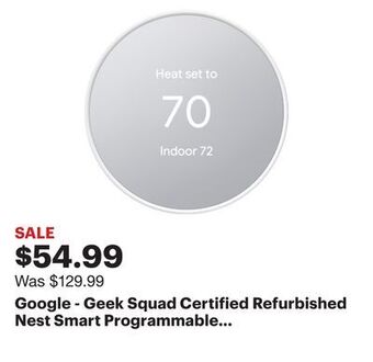 Best Buy Google - geek squad certified refurbished nest smart programmable wi-fi thermostat - snow offer