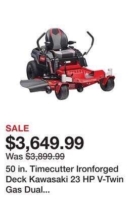 Tractor Supply Company 50 in. timecutter ironforged deck kawasaki 23 hp v-twin gas dual hydrostatic zero turn riding mower offer