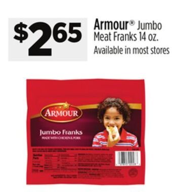 Dollar General Armour® jumbo meat franks offer