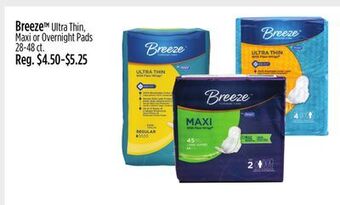 Dollar General Breeze ultra thin, maxi or overnight pads offer