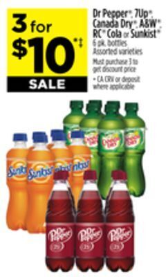 Dollar General Dr pepper®, 7up®, canada dry®, a & w®, rc® cola or sunkist® offer