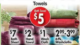 Ocean State Job Lot Towels : Bath Sheet, Hand Towel, Wash Cloth Or 6 Pk. Washacloths offer