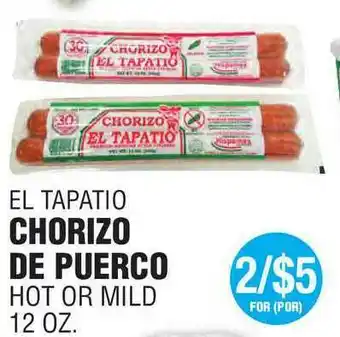 Carnicerias Jimenez El Tapatio Chorizo De Puerco Hot Or Mild offer