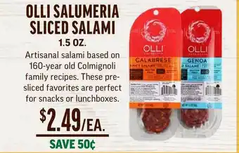 Central Market Olli Salumeria Sliced Salami 1.5 Oz offer