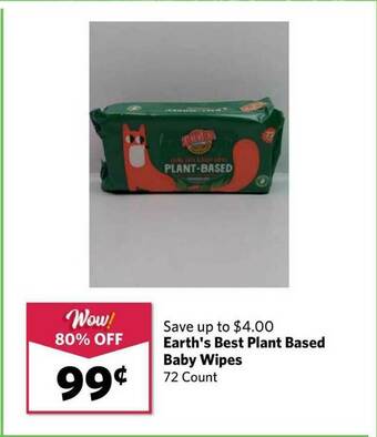Grocery Outlet Earth's Best Plant Based Baby Wipes offer