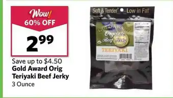 Grocery Outlet Gold Award Orig Teriyaki Beef Jerky offer
