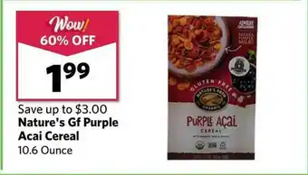 Grocery Outlet Nature's Gf Purple Acai Cereal offer