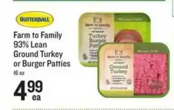 Lowes Foods Farm To Family 93% Lean Ground Turkey Or Burger Patties offer