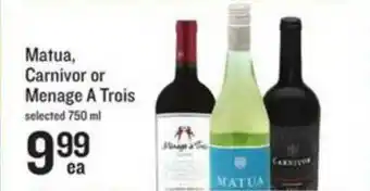 Matua Carnivor Or Menage A Trois
