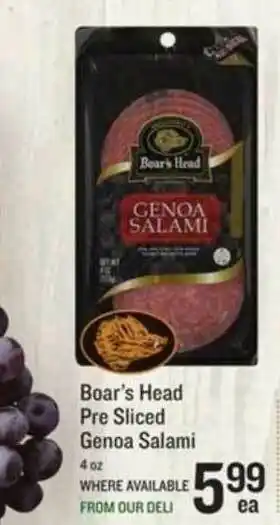 Lowes Foods Boar's Head Pre Sliced Genoa Salami offer