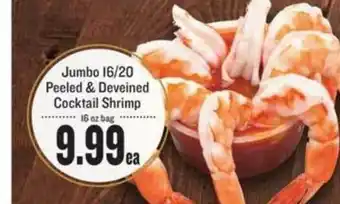 Lowes Foods Jumbo 16 20 Peeled & Deveined Cocktail Shrimp offer
