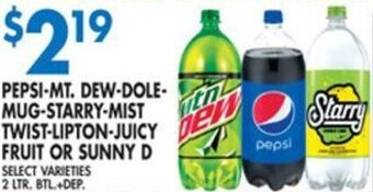 Associated PEPSI-MT. DEW-DOLE-MUG-STARRY-MIST TWIST-LIPTON-JUICY FRUIT OR SUNNY D offer
