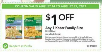 Publix Any 1 Knorr Family Size offer