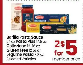 Safeway Barilla Pasta Sauce, Pasta Plus, Collezione, Gluten Free Or Legume Pasta offer