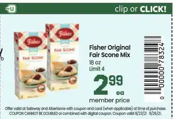 Safeway Fisher Original Fair Scone Mix offer