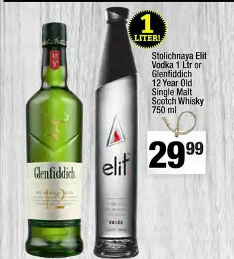 Super King Markets Stolichnaya Elit Vodka 1 Ltr Or Glenfiddich 12 Year Old Single Malt Scotch Whisky 750 Ml offer
