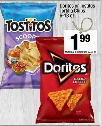 Super King Markets Doritos Or Tostitos Tortilla Chips 6-13 Oz offer