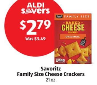 Aldi Savoritz family size cheese crackers offer