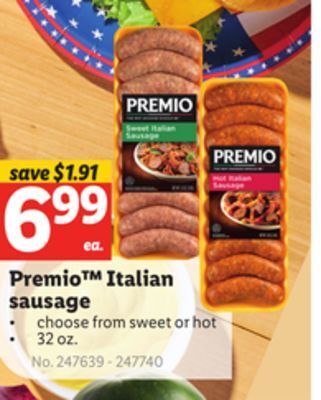 Lidl Premio™ italian sausage offer