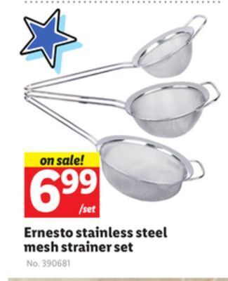 Lidl Ernesto stainless steel mesh strainer set offer