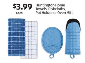 Aldi Huntington home towels, dishcloths, pot holder or oven mitt offer