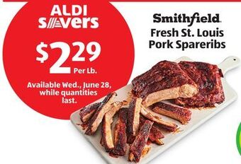 Aldi Smithfield fresh st. louis pork spareribs offer