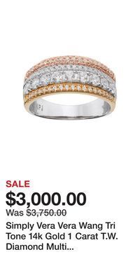 Kohl's Simply vera vera wang tri tone 14k gold 1 carat t.w. diamond multi row anniversary ring offer
