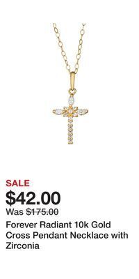 Kohl's Forever radiant 10k gold cross pendant necklace with zirconia offer
