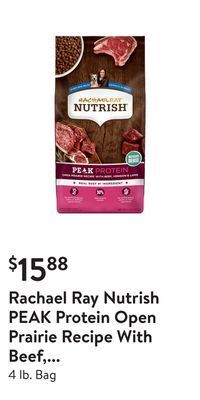 Walmart Rachael ray nutrish peak protein open prairie recipe with beef, venison & lamb, dry dog food offer
