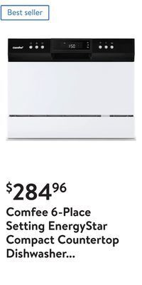 Walmart Comfee 6-place setting energystar compact countertop dishwasher with 8 cleaning settings, cdc22p1aww, white offer