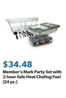 Sam's Club Member's mark party set with 2-hour safe heat chafing fuel (24 pc.) offer