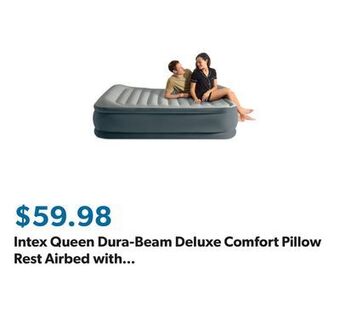 Sam's Club Intex queen dura-beam deluxe comfort pillow rest airbed with internal pump offer