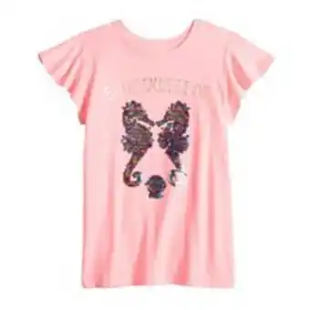 Kohl's Girls 6-20 so® ruffle sleeve flip sequin graphic tee in regular & plus size offer