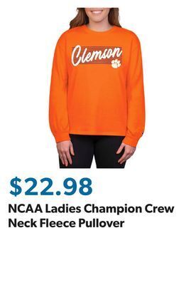 Sam's Club Ncaa ladies champion crew neck fleece pullover offer
