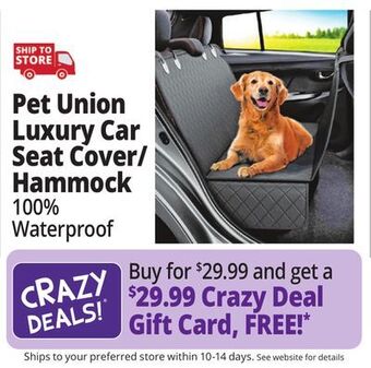 Ocean State Job Lot Pet union car seat cover/hammock for dogs, black offer