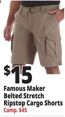 Ocean State Job Lot Famous maker belted stretch ripstop cargo shorts offer